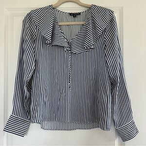 J. Crew Goldie Satin Long Sleeve Striped Blouse XXS